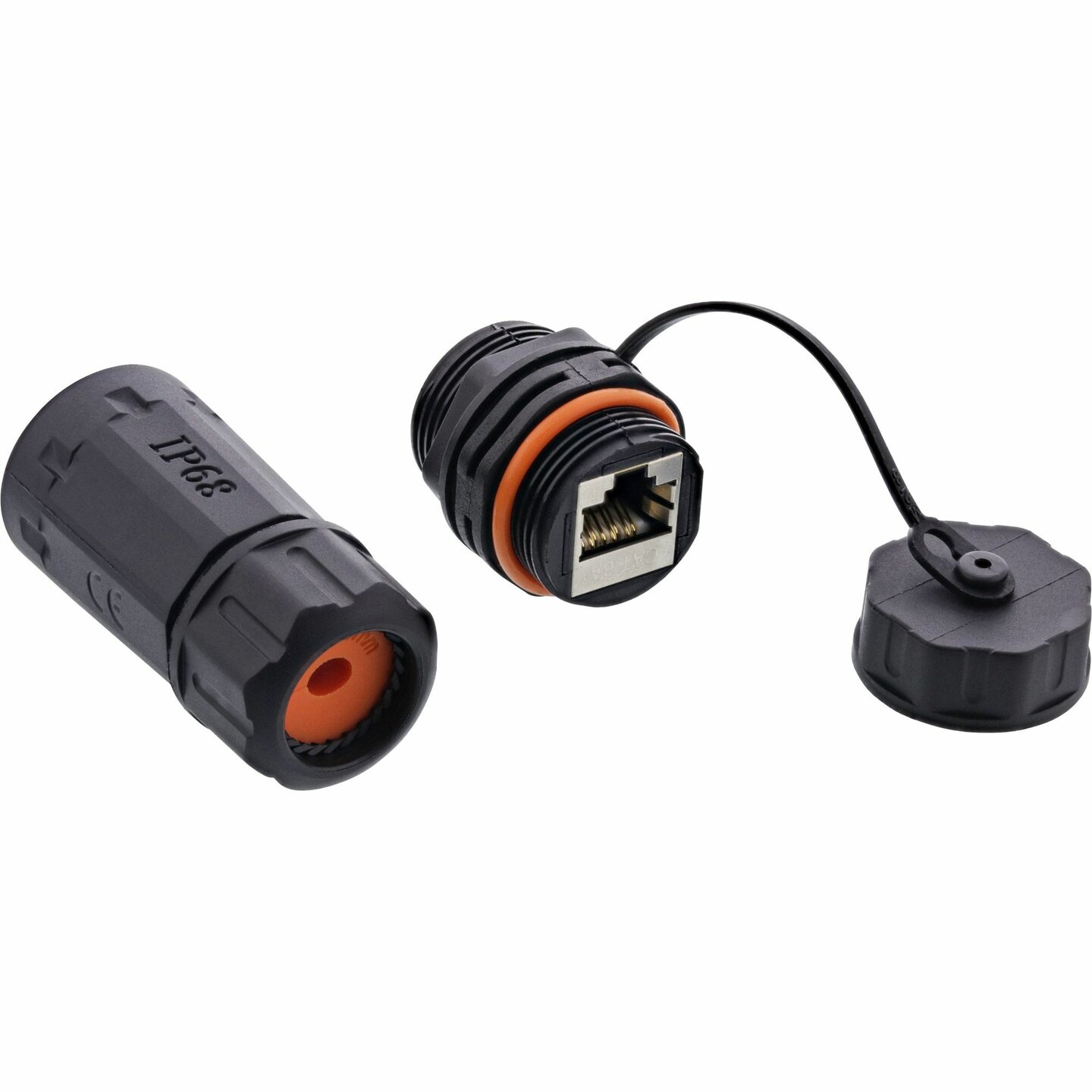 Patch kabel connector Cat.6A 2xRJ45 waterdicht IP68 met wartel 