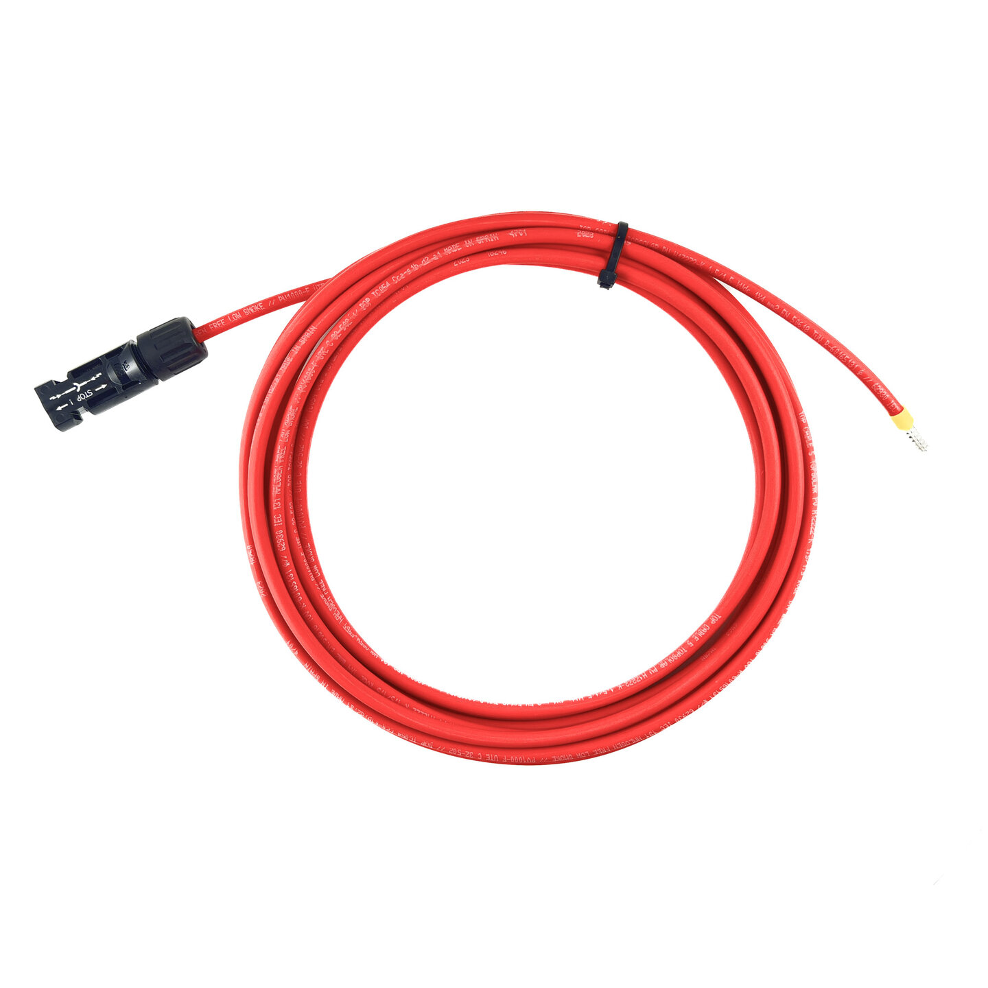 Solar aansluitkabel 4mm2 Rood Cca met Staubli MC4 connector en adereindhuls 5 Meter