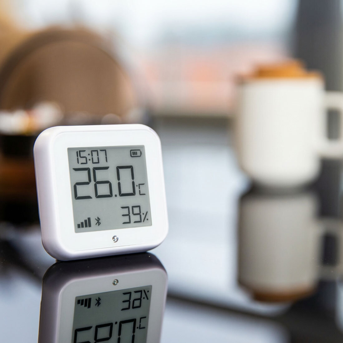 Shelly WiFi Temperatuur &amp; Luchtvochtigheidssensor Gen3 met E-ink display