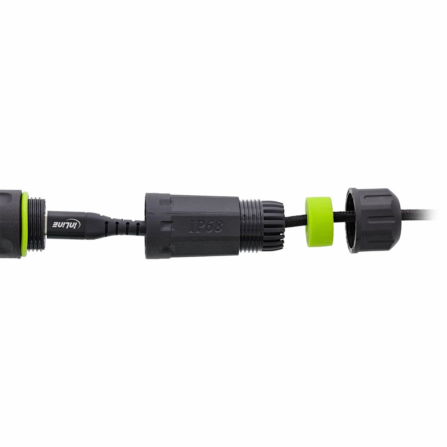 USB-C koppeling voor inbouw, kort model, IP68, afgeschermd, 2 x USB-C