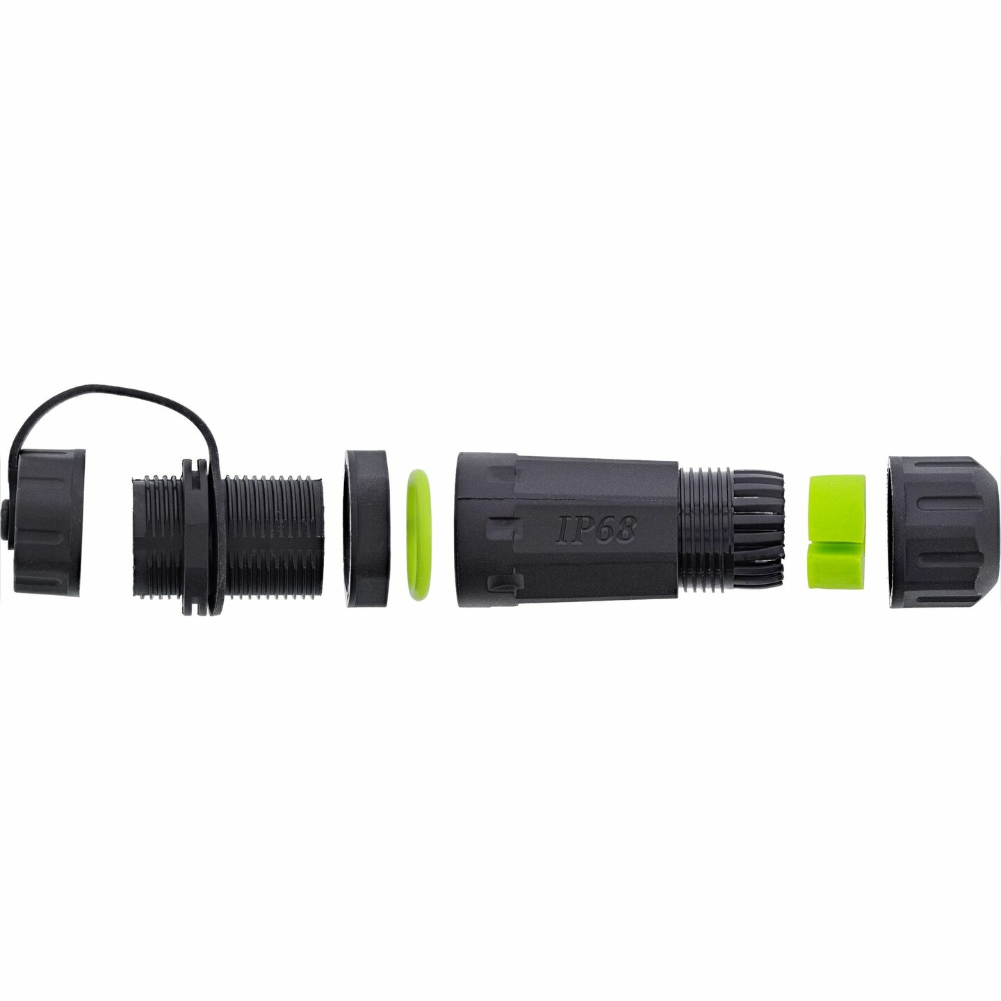 USB-C koppeling voor inbouw, kort model, IP68, afgeschermd, 2 x USB-C