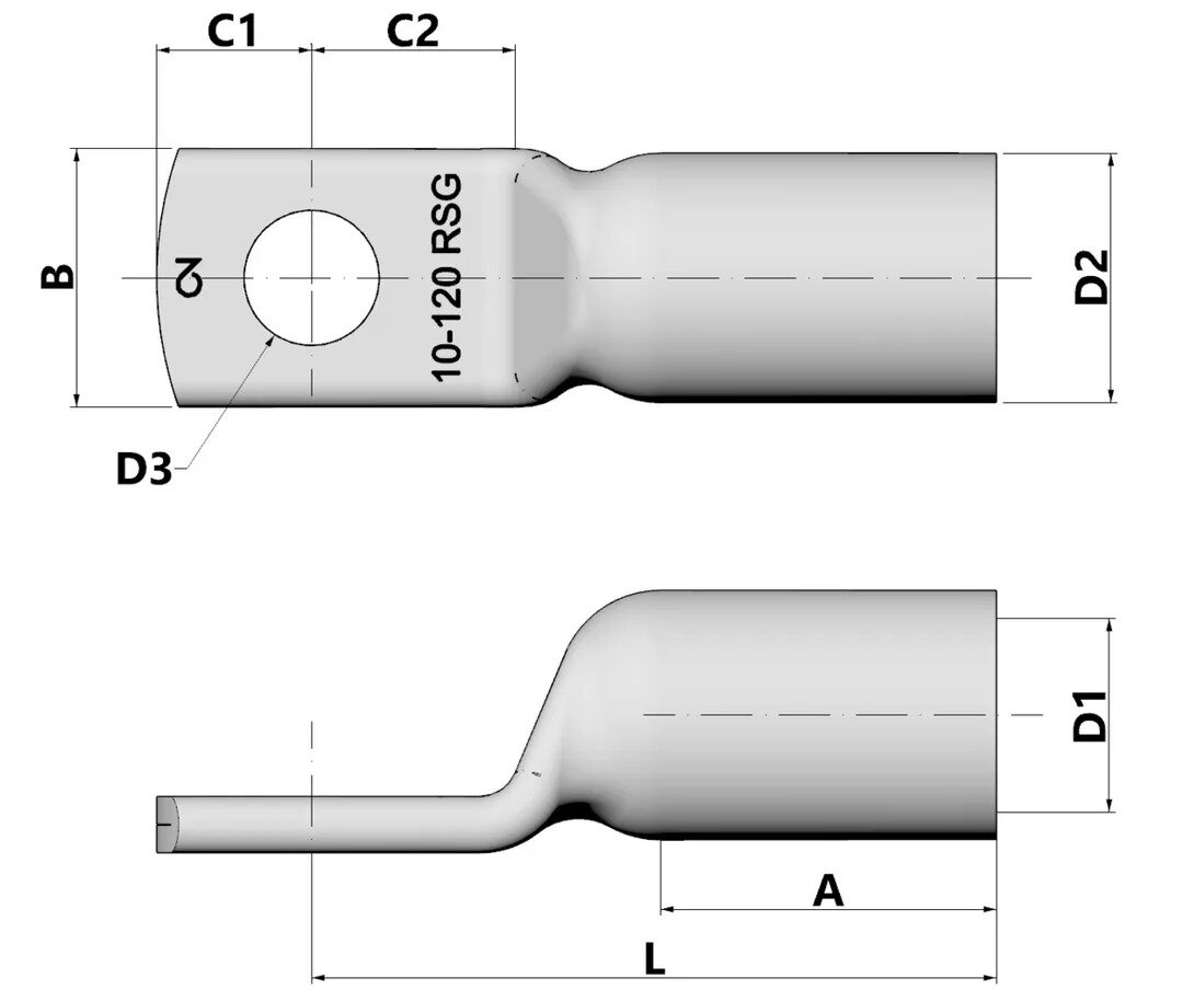 CIMCO Buiskabelschoen 95mm2 M10 (Smalle flens) - Per stuk