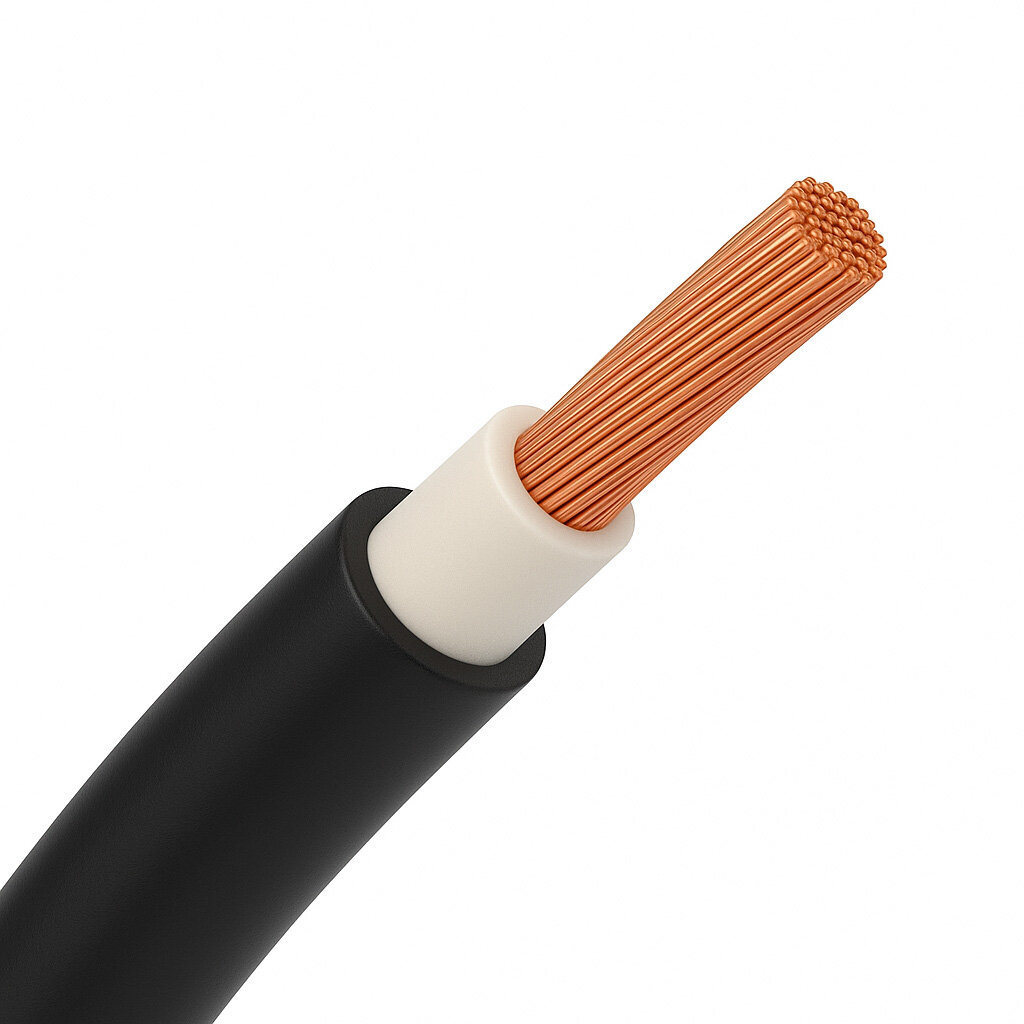 Accukabel dubbel ge&iuml;soleerd 1 x 95mm2 zwart - haspel 50 meter