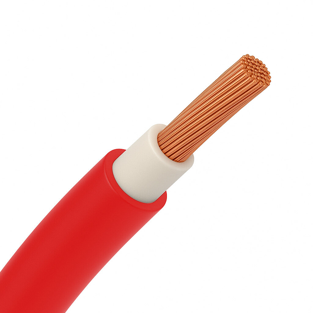 Accukabel dubbel ge&iuml;soleerd 1 x 95mm2 rood - haspel 50 meter
