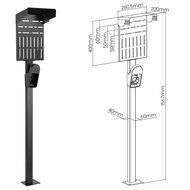 InLine Universele Wallbox montagepaal met type 2 laadkabel houder zwart