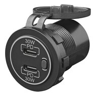 USB snellader 30W inbouw 2-weg 12/24V 3A USB type C