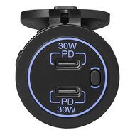 USB snellader 30W inbouw 2-weg 12/24V 3A USB type C