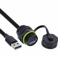 USB A verlengkabel voor inbouw, IP68, afgeschermd, 50cm