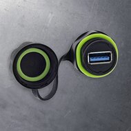 USB-A koppeling voor inbouw, kort model, IP68, afgeschermd, 2 x USB-A
