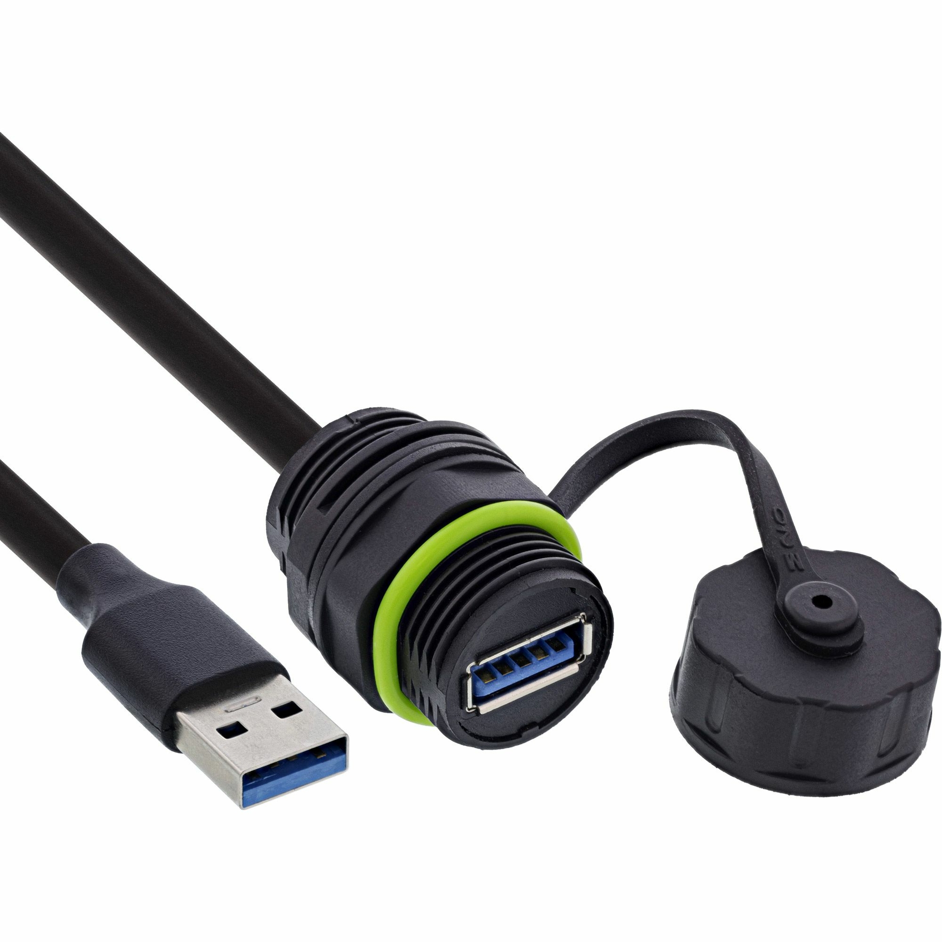 USB A verlengkabel voor inbouw, IP68, afgeschermd, 50cm