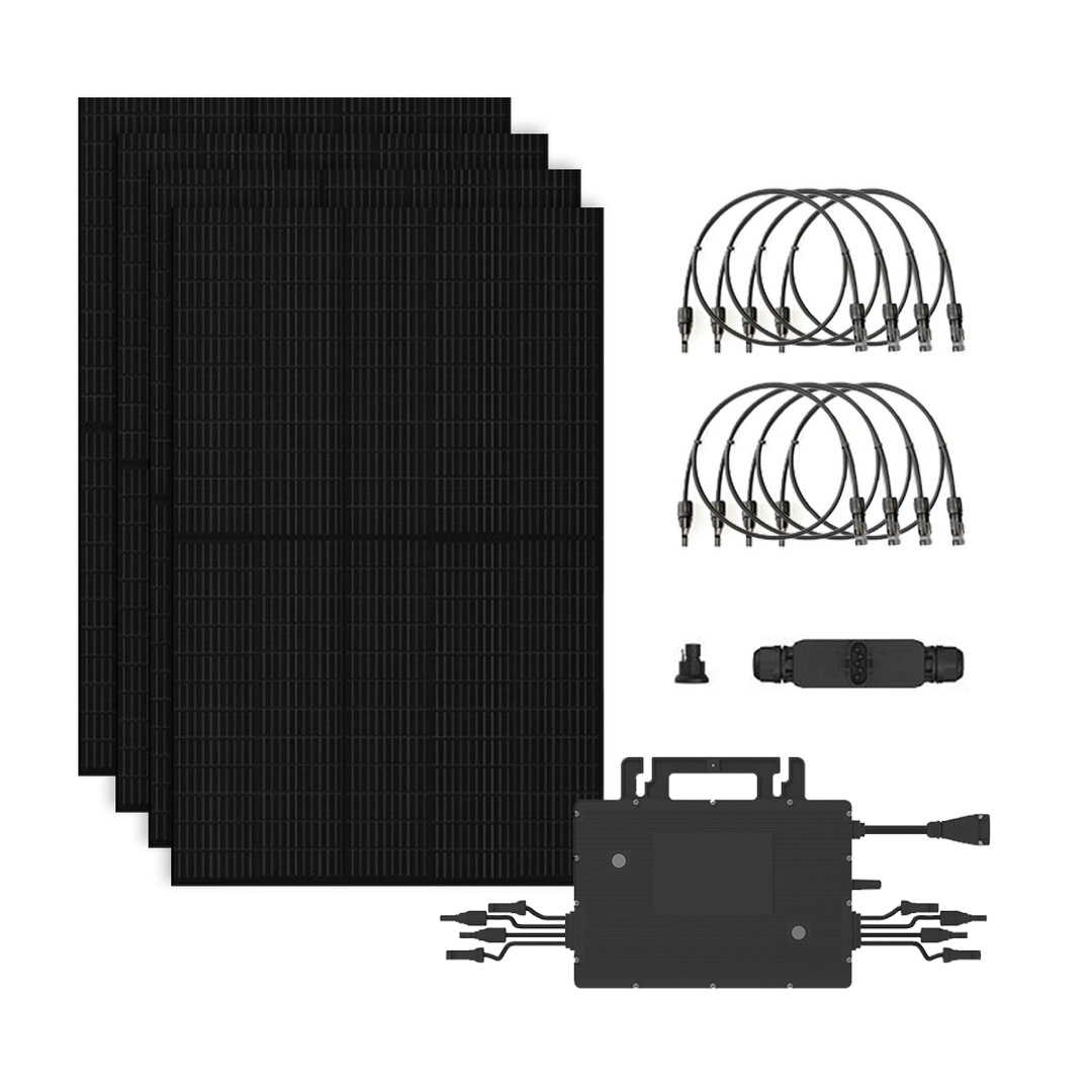 Zonnepanelen Set 4 Panelen 3 Fase - 1800 Watt - Full Black Glas/Glas