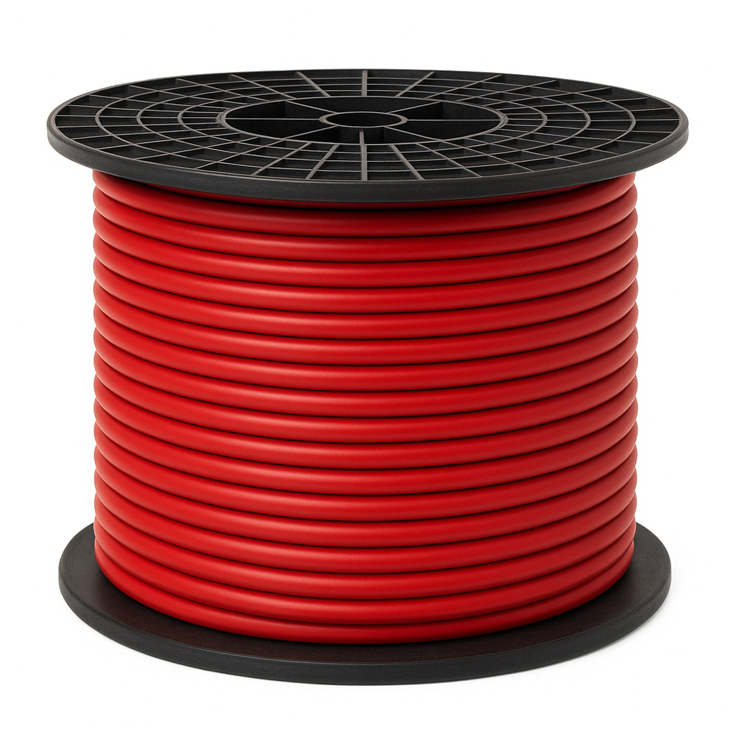 Accukabel dubbel ge&iuml;soleerd 1 x 95mm2 rood - haspel 50 meter