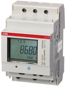 ABB C13 3 Fase kWh meter 40A met puls uitgang