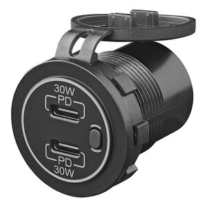 USB snellader 30W inbouw 2-weg 12/24V 3A USB type C