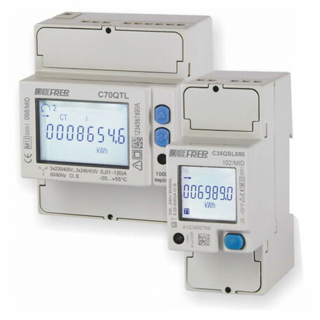 Frer C70 MID 3 fase kWh meter 80A Modbus TCP via Ethernet 